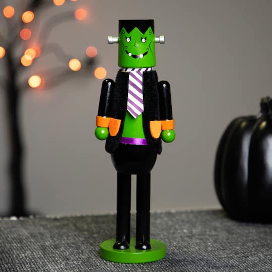 Frankenstein's Monster Nutcracker Halloween Figure - 10.5" - Green and Black